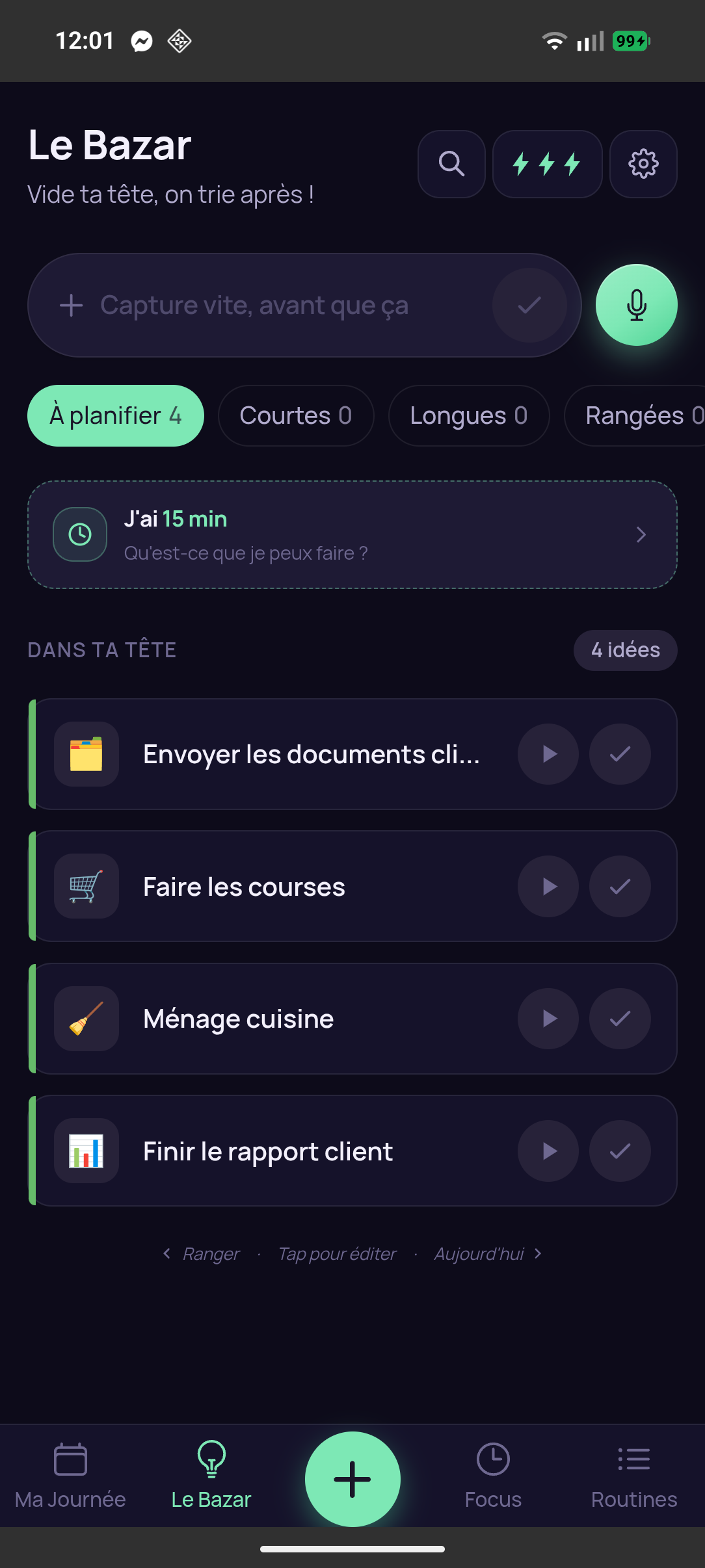 Le Bazar : toutes tes idées capturées au même endroit.